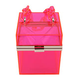 Women Acrylic Transparent Gold star Evening Bags Purses Clutch Vintage Banquet Handbag (Pink) Medium