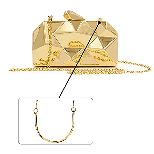 Women Lattice Pattern Metal Handbag Chain Geometric Evening Clutch Purse, Gold