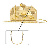 Women Lattice Pattern Metal Handbag Chain Geometric Evening Clutch Purse, Gold