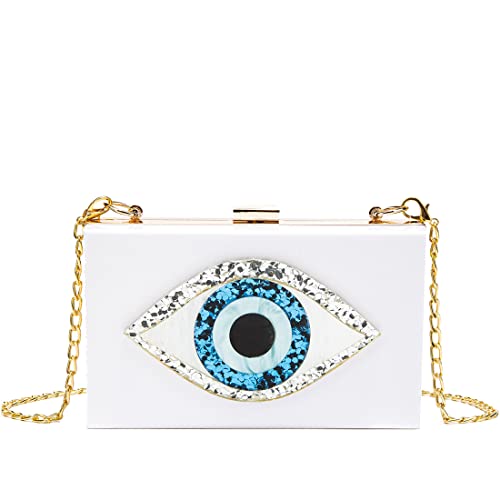 Clutch Purses for Women-Evil Eye Acrylic Clutch Glitter Purse Evening Bag Chain Shoulder Crossbody Handbags