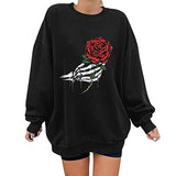 Womens Hoodless Loose Full Zip Sweatshirt Round Neck Casual Pullover Tops Fit Long Sleeve Womens Sweatshirts