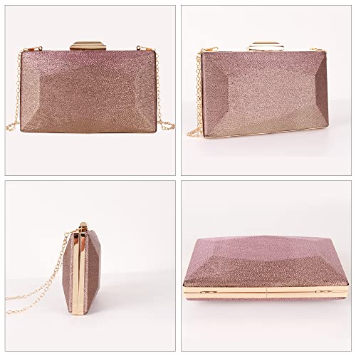 Women Lattice Pattern Metal Handbag Chain Geometric Evening Clutch Purse, Gold