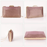 Women Lattice Pattern Metal Handbag Chain Geometric Evening Clutch Purse, Gold