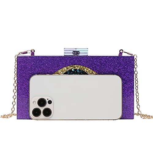 Clutch Purses for Women-Evil Eye Acrylic Clutch Glitter Purse Evening Bag Chain Shoulder Crossbody Handbags