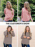 Women's Long Sleeve Oversized Crew Neck Solid Color Knit Pullover Sweater Tops Mocha