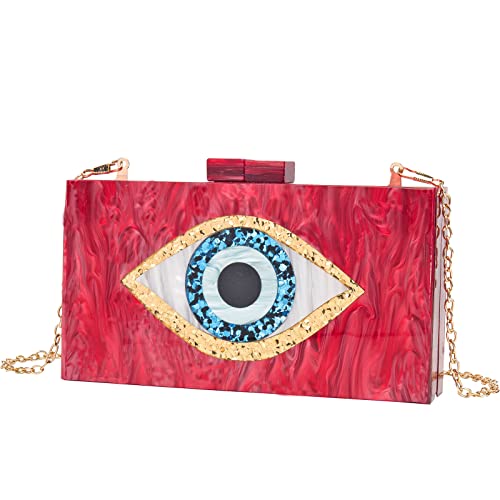 Clutch Purses for Women-Evil Eye Acrylic Clutch Glitter Purse Evening Bag Chain Shoulder Crossbody Handbags