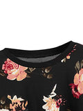 Women's Casual Floral Print Long Sleeve Pullover Tops Baby Blue