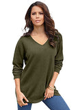 Women's Plus Size Fine Gauge Drop Needle V-Neck Sweater