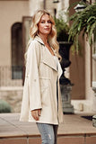 Women's Casual Lightweight Jackets Long Sleeve Drawstring Waist Lapel Trench Coat Outwear with Pockets