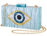 Clutch Purses for Women-Evil Eye Acrylic Clutch Glitter Purse Evening Bag Chain Shoulder Crossbody Handbags