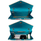 Ladies' Velvet Evening Clutch Handbag Formal Party Clutch For Women With Chain Strap (Rose)