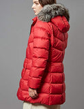 Women's Down Coat With Real Raccoon Fur Hooded Parka Jacket (Large, Wine)