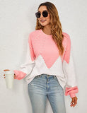 Women's Chunky Sweater Crewneck Sweatshirt Knit Lantern Sleeve Oversized Pullover Sweater with Pearls (Large, Grey)