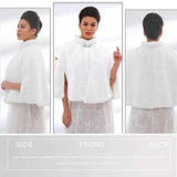 Women's Faux Fur Shawls Cape and Wraps Bridal Cloak Coat Fur Cover Up for Bride and Bridesmaids . (Beige)