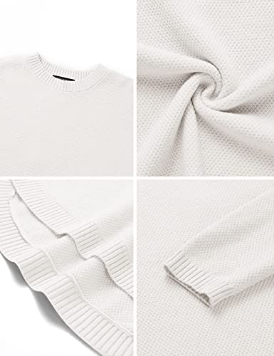 Women's Long Sleeve Oversized Crew Neck Solid Color Knit Pullover Sweater Tops Mocha