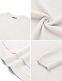 Women's Long Sleeve Oversized Crew Neck Solid Color Knit Pullover Sweater Tops Mocha