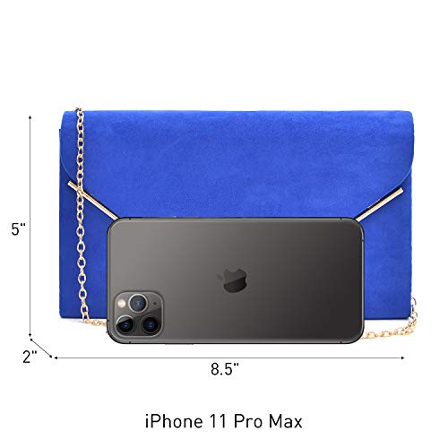 Ladies' Velvet Evening Clutch Handbag Formal Party Clutch For Women With Chain Strap (Rose)