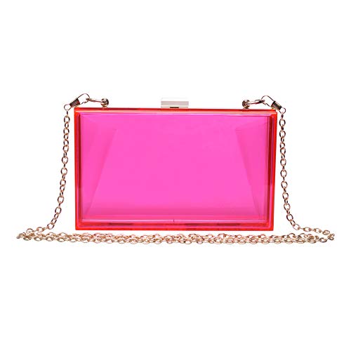 Women Acrylic Transparent Gold star Evening Bags Purses Clutch Vintage Banquet Handbag (Pink) Medium