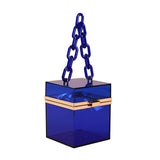 Women Acrylic Transparent Gold star Evening Bags Purses Clutch Vintage Banquet Handbag (Pink) Medium