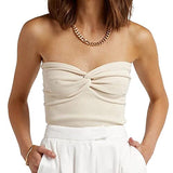 Women's  Apricot Strapless Crop Top - Sweetheart Neck, Ribbed Sleeveless, Trendy Going Out & Summer Outfit