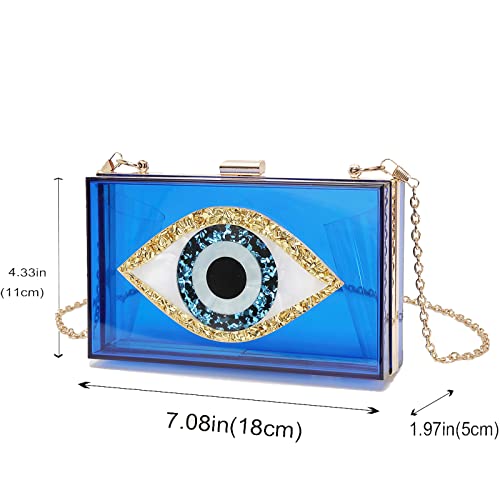 Clutch Purses for Women-Evil Eye Acrylic Clutch Glitter Purse Evening Bag Chain Shoulder Crossbody Handbags