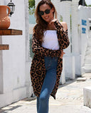 Women's Leopard Print Open Front Cardigan Shirt with Pockets Long Sleeve Lightweight Coat(Leopard01,M)