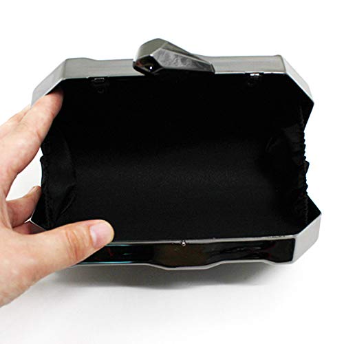 Women Lattice Pattern Metal Handbag Chain Geometric Evening Clutch Purse, Gold