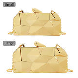 Women Lattice Pattern Metal Handbag Chain Geometric Evening Clutch Purse, Gold