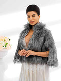 Women's Faux Fur Shawls Cape and Wraps Bridal Cloak Coat Fur Cover Up for Bride and Bridesmaids . (Beige)