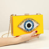 Clutch Purses for Women-Evil Eye Acrylic Clutch Glitter Purse Evening Bag Chain Shoulder Crossbody Handbags