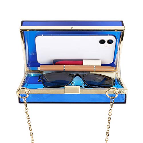 Women Acrylic Transparent Gold star Evening Bags Purses Clutch Vintage Banquet Handbag (Pink) Medium