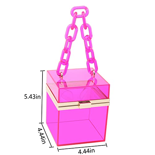 Women Acrylic Transparent Gold star Evening Bags Purses Clutch Vintage Banquet Handbag (Pink) Medium