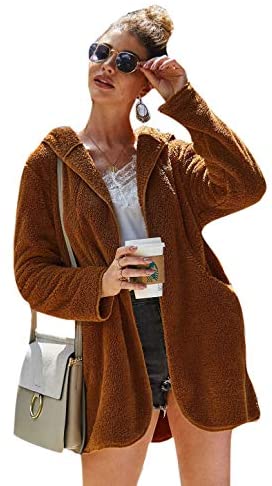 Women's Fauxs Fur Hooded Teddy Coat Long Sleeve Jacket Outwear