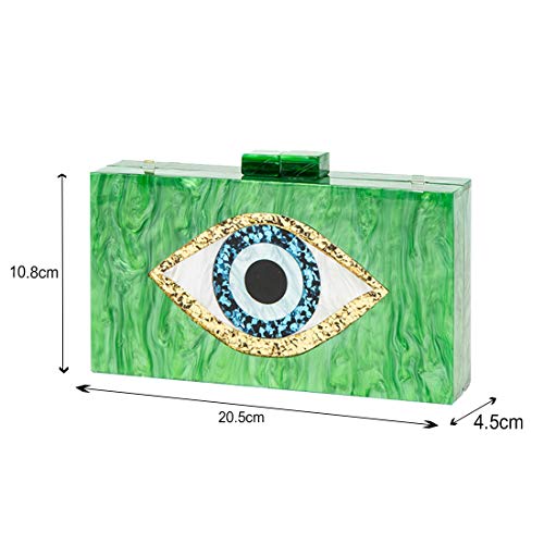Clutch Purses for Women-Evil Eye Acrylic Clutch Glitter Purse Evening Bag Chain Shoulder Crossbody Handbags
