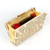 Women Lattice Pattern Metal Handbag Chain Geometric Evening Clutch Purse, Gold