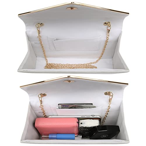 Ladies' Velvet Evening Clutch Handbag Formal Party Clutch For Women With Chain Strap (Rose)