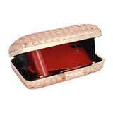 Women Lattice Pattern Metal Handbag Chain Geometric Evening Clutch Purse, Gold