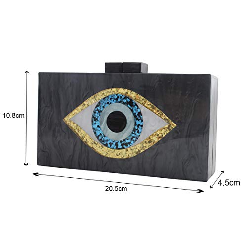 Clutch Purses for Women-Evil Eye Acrylic Clutch Glitter Purse Evening Bag Chain Shoulder Crossbody Handbags