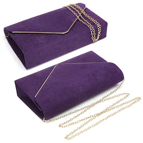 Ladies' Velvet Evening Clutch Handbag Formal Party Clutch For Women With Chain Strap (Rose)