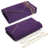 Ladies' Velvet Evening Clutch Handbag Formal Party Clutch For Women With Chain Strap (Rose)
