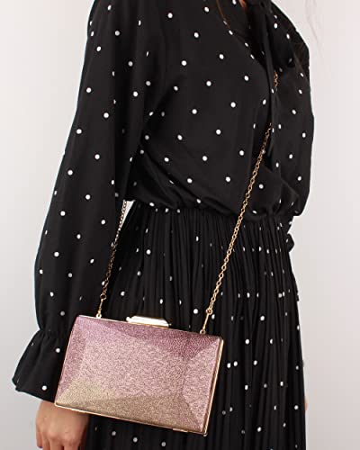 Women Lattice Pattern Metal Handbag Chain Geometric Evening Clutch Purse, Gold