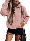 Womens Casual Hoodies Long Sleeve Drawstring Lightweight Solid Hooded Sweatshirt Button Loose Pullover Tops Fall Clothes with Pocket