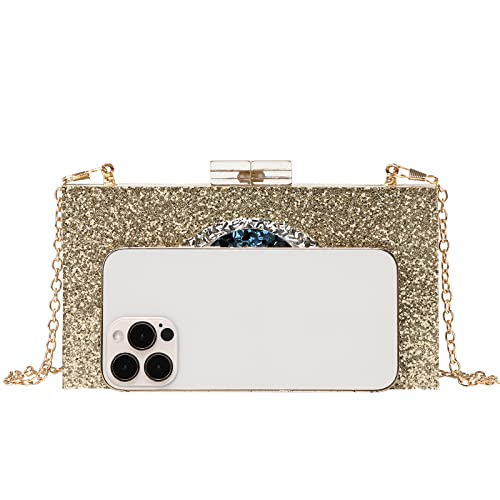 Clutch Purses for Women-Evil Eye Acrylic Clutch Glitter Purse Evening Bag Chain Shoulder Crossbody Handbags