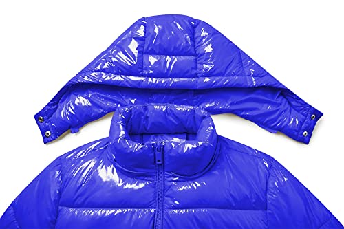 Women's Winter Hooded Shiny Puffer Jacket Casual Warm Quilted Full Zip Short Bubble Padded Coat (as1, alpha, s, regular, regular, Dark Gold, Small)