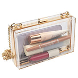 Women Acrylic Transparent Gold star Evening Bags Purses Clutch Vintage Banquet Handbag (Pink) Medium