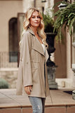Women's Casual Lightweight Jackets Long Sleeve Drawstring Waist Lapel Trench Coat Outwear with Pockets