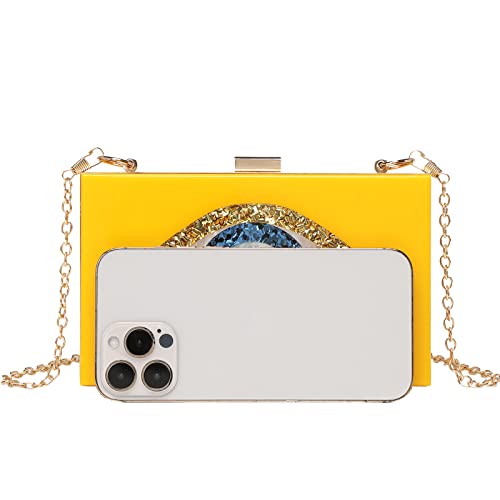 Clutch Purses for Women-Evil Eye Acrylic Clutch Glitter Purse Evening Bag Chain Shoulder Crossbody Handbags
