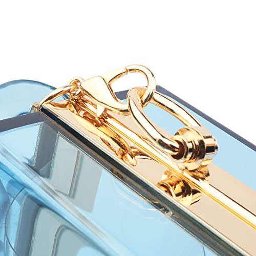 Women Acrylic Transparent Gold star Evening Bags Purses Clutch Vintage Banquet Handbag (Pink) Medium