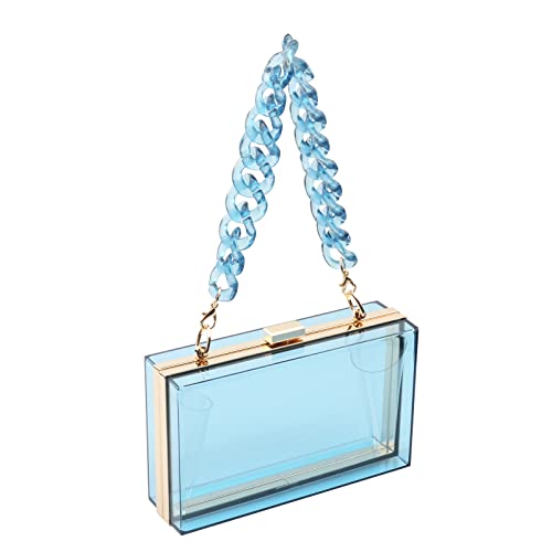 Women Acrylic Transparent Gold star Evening Bags Purses Clutch Vintage Banquet Handbag (Pink) Medium