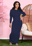 Women's Maxi Dress Sexy Bodycon Long Sleeve Pullover Hoodie Casual Slim Sweatshirt Gray
